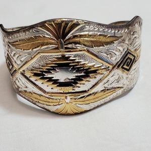 Cuff Bracelet Gold Silver 2 Tone Montana Silversmiths Original Velvet Box/Docs